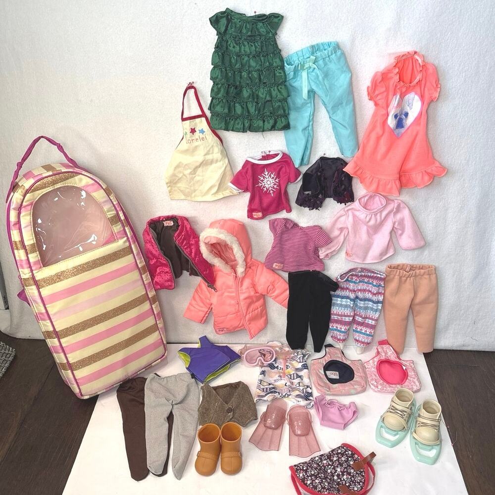 Our Generation Carrying Case Plus Lot of Clothes and Accessories for 18” Doll